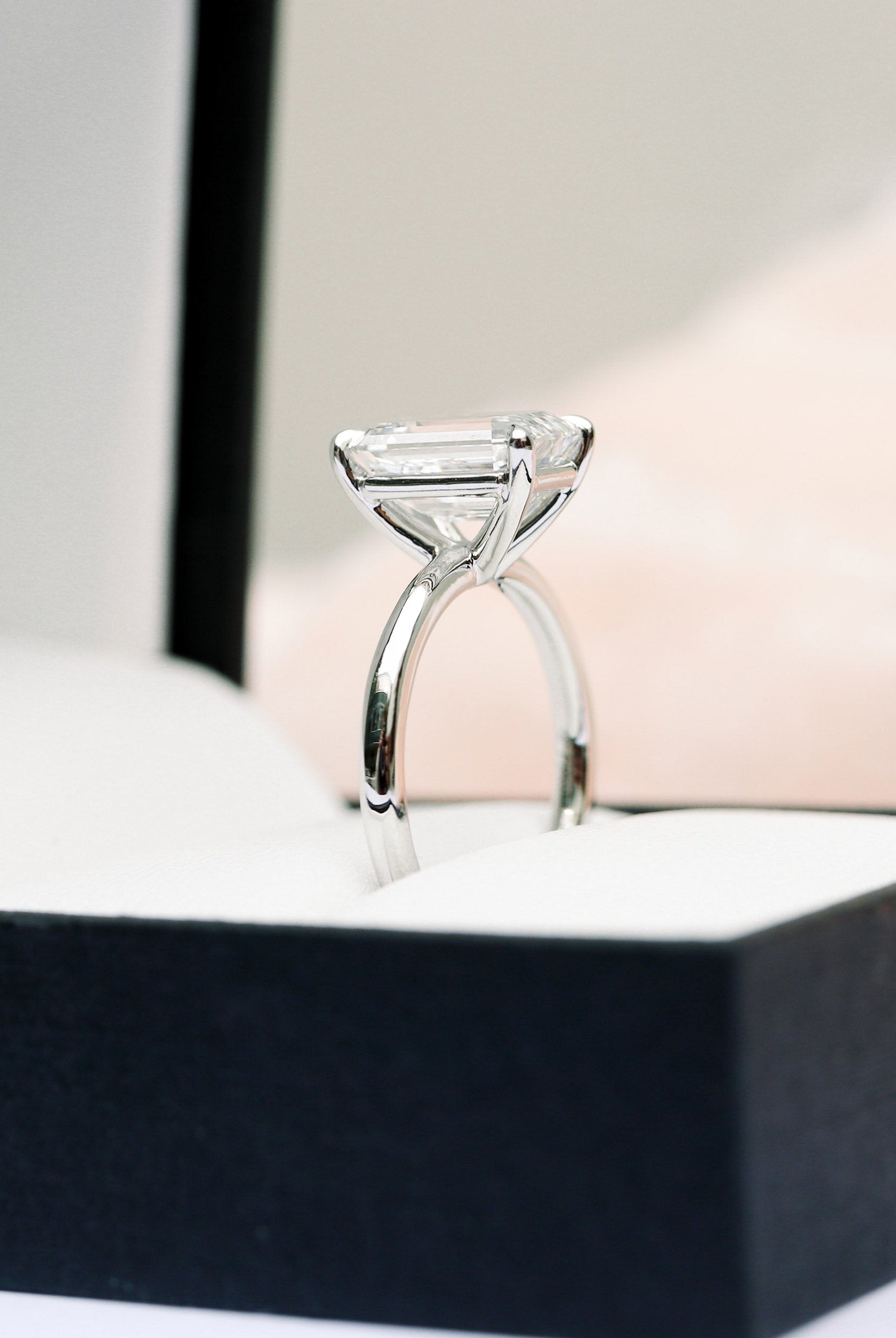 2.75ct Emerald Cut Moissanite Diamond Engagement Ring For Women With Solitaire Setting