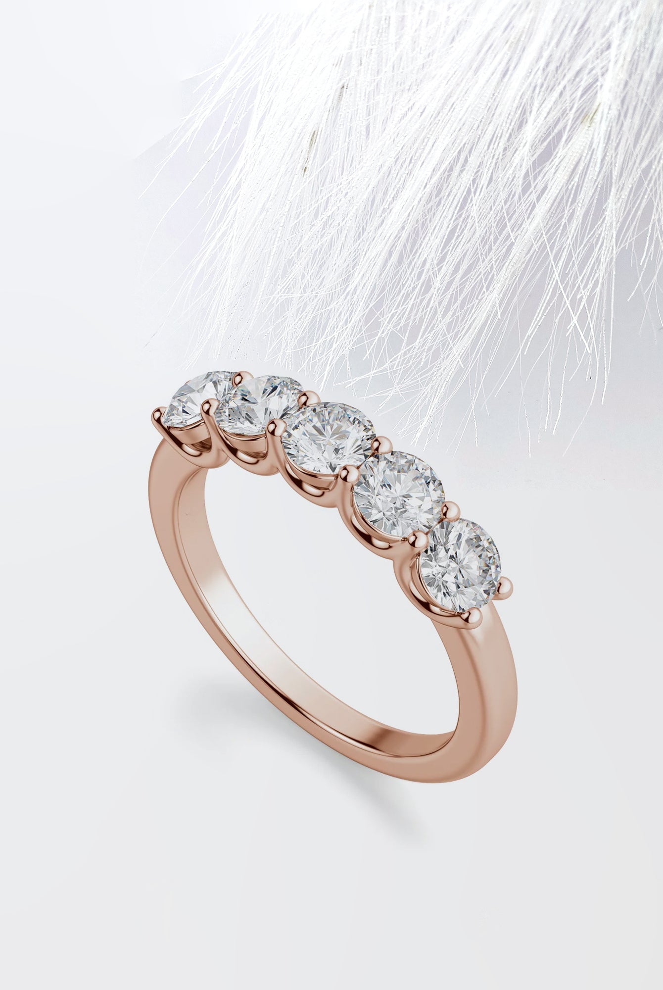 Round Cut Moissanite Five Stone Diamond Wedding Band for Her