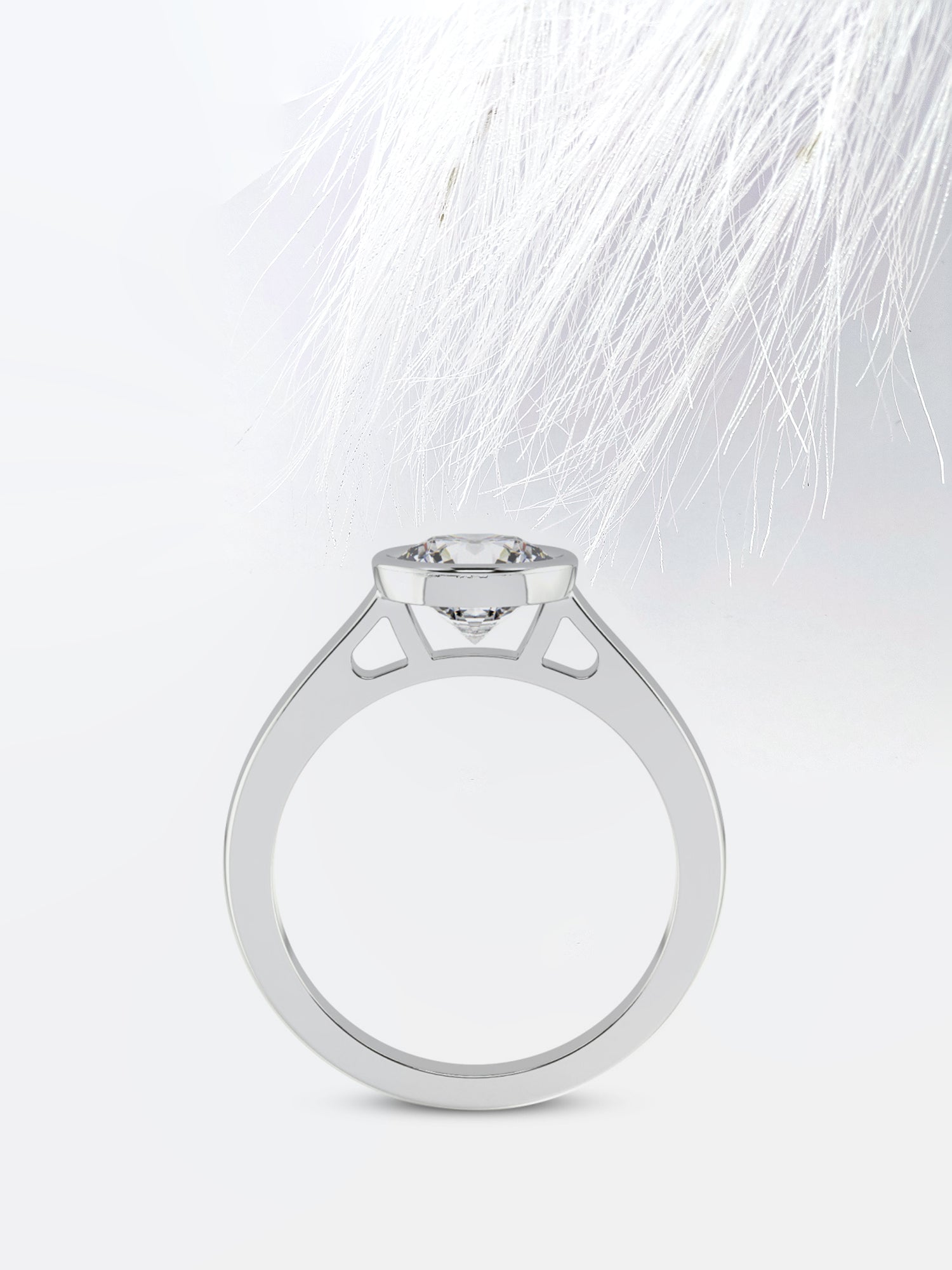 Bezel Set Round Cut Moissanite Diamond Engagement Ring For Her