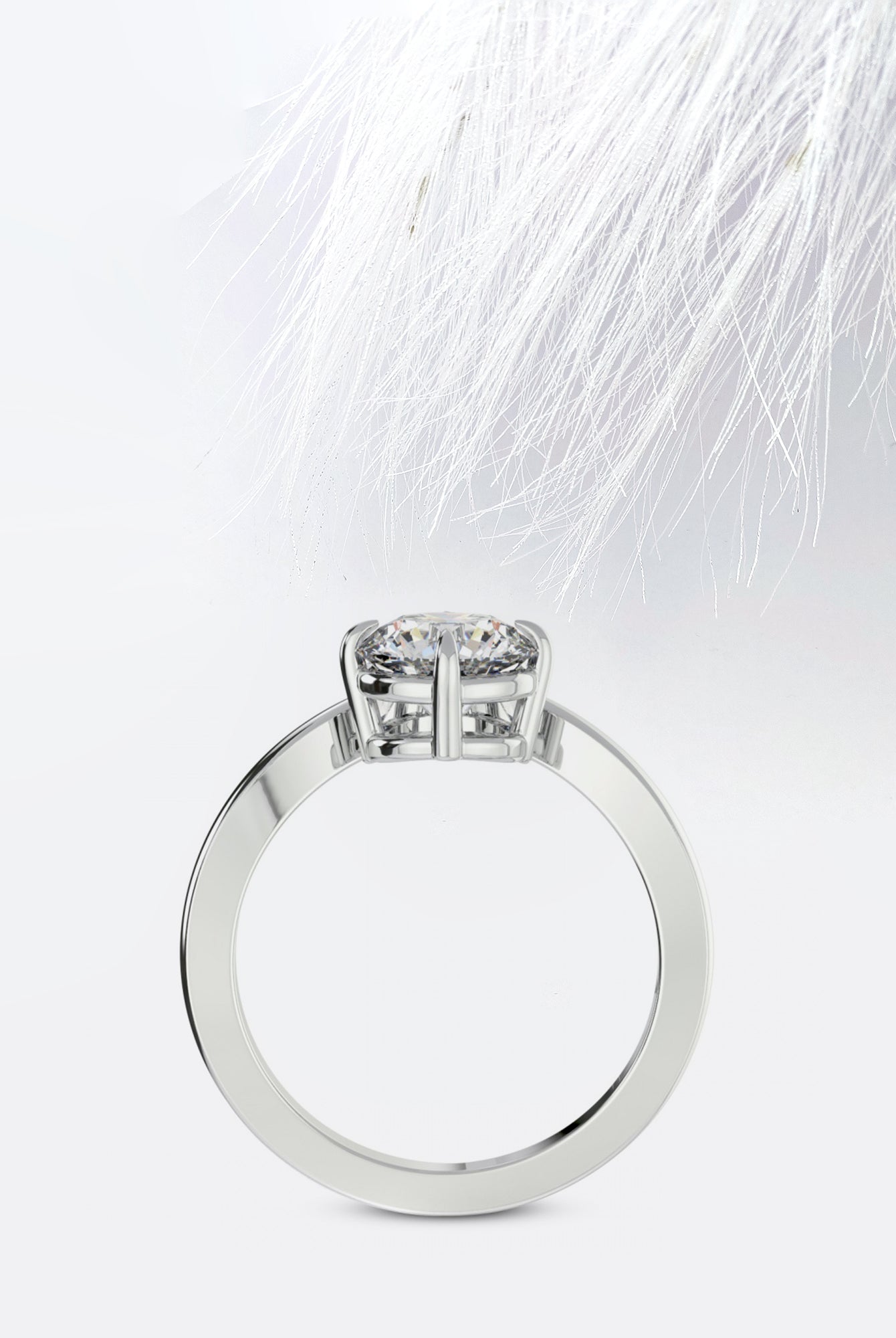 Round Cut Moissanite Chevron Diamond Engagement Ring For Women