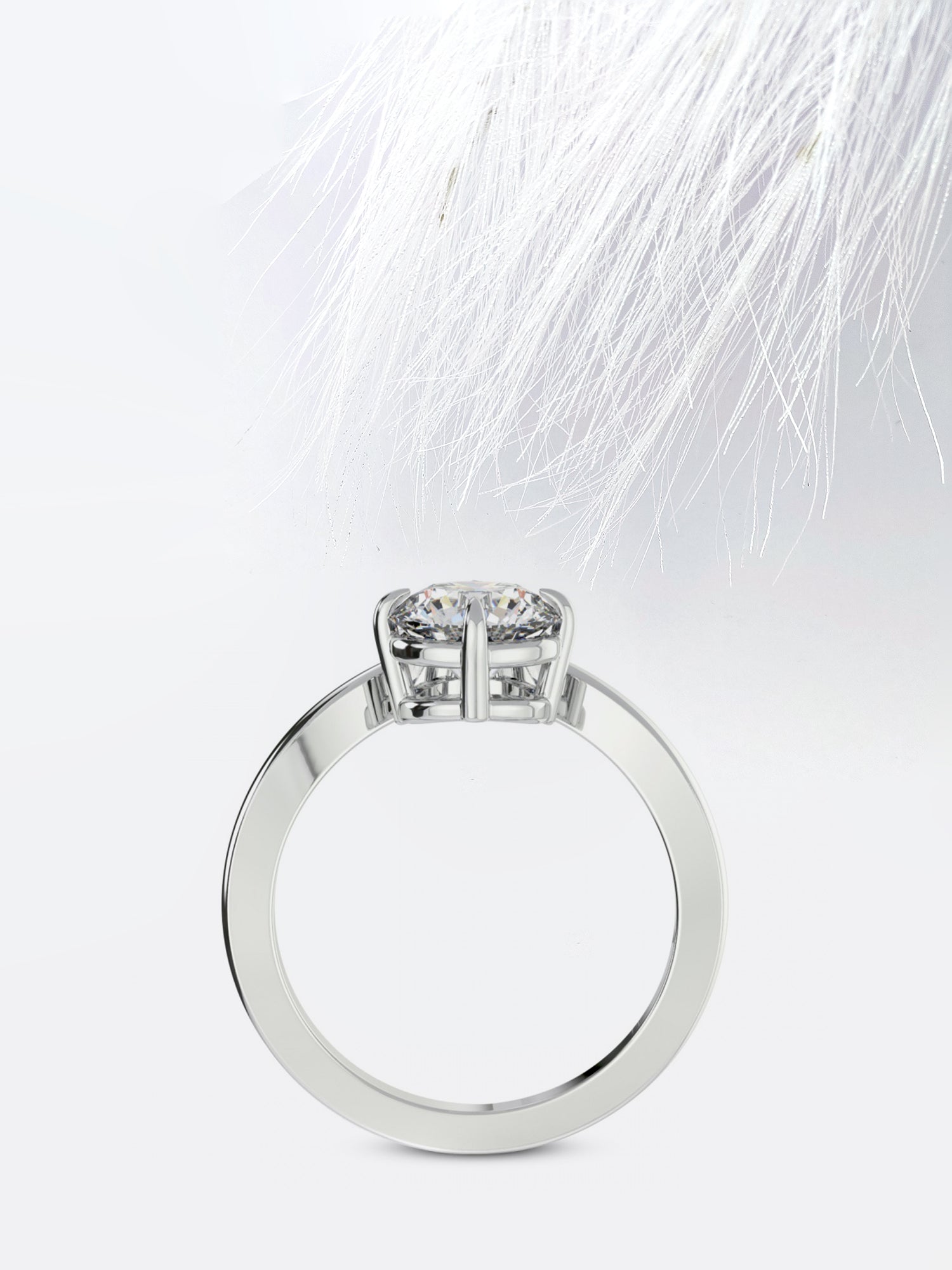 Round Cut Moissanite Chevron Diamond Engagement Ring For Women