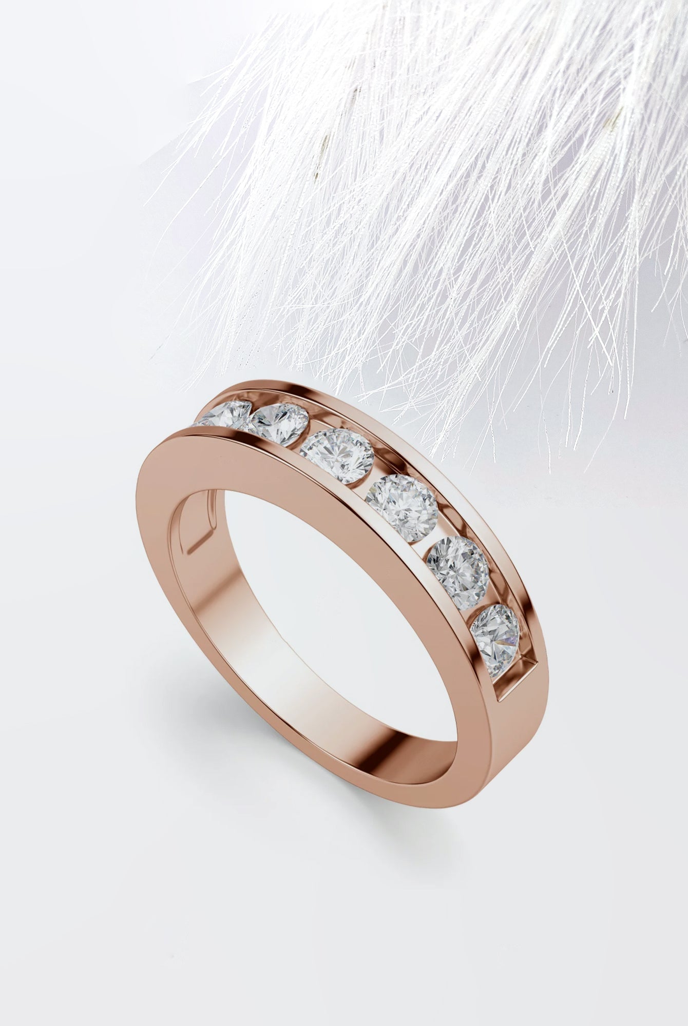 Round Cut Moissanite Seven Stone Diamond Wedding Band