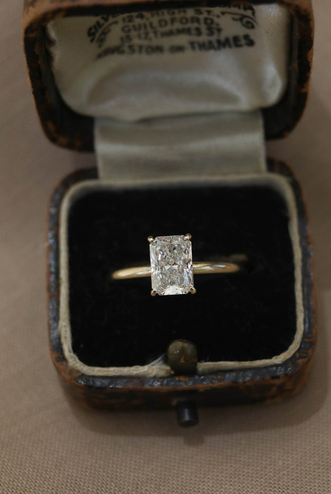 1.70ct Radiant Four Prong Moissanite Diamond Solitaire Engagement Ring