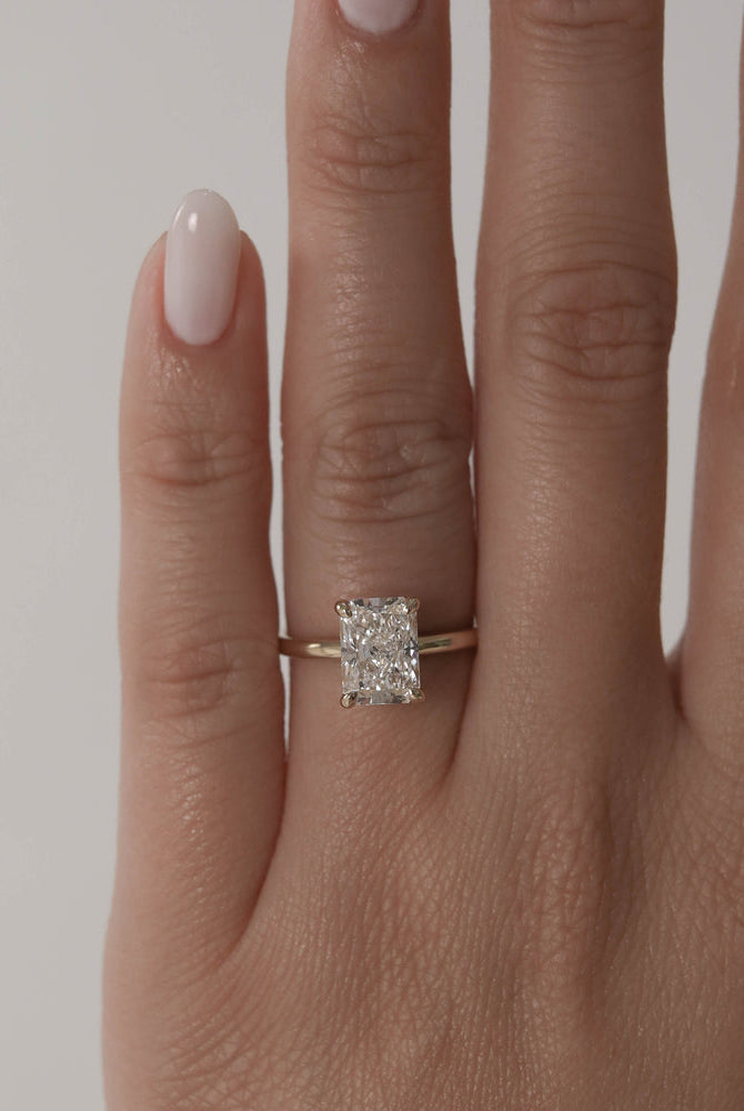 1.70ct Radiant Four Prong Moissanite Diamond Solitaire Engagement Ring