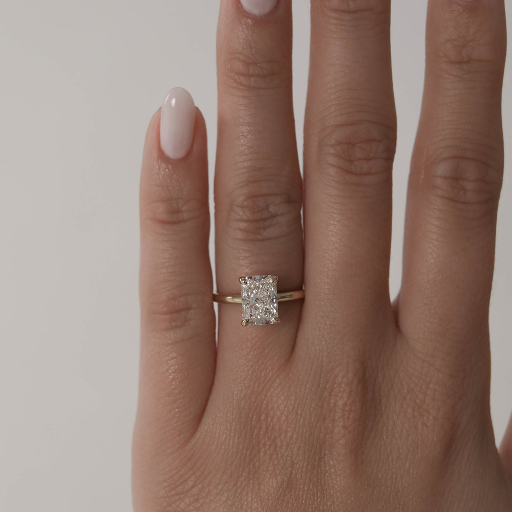 1.70ct Radiant Four Prong Moissanite Diamond Solitaire Engagement Ring