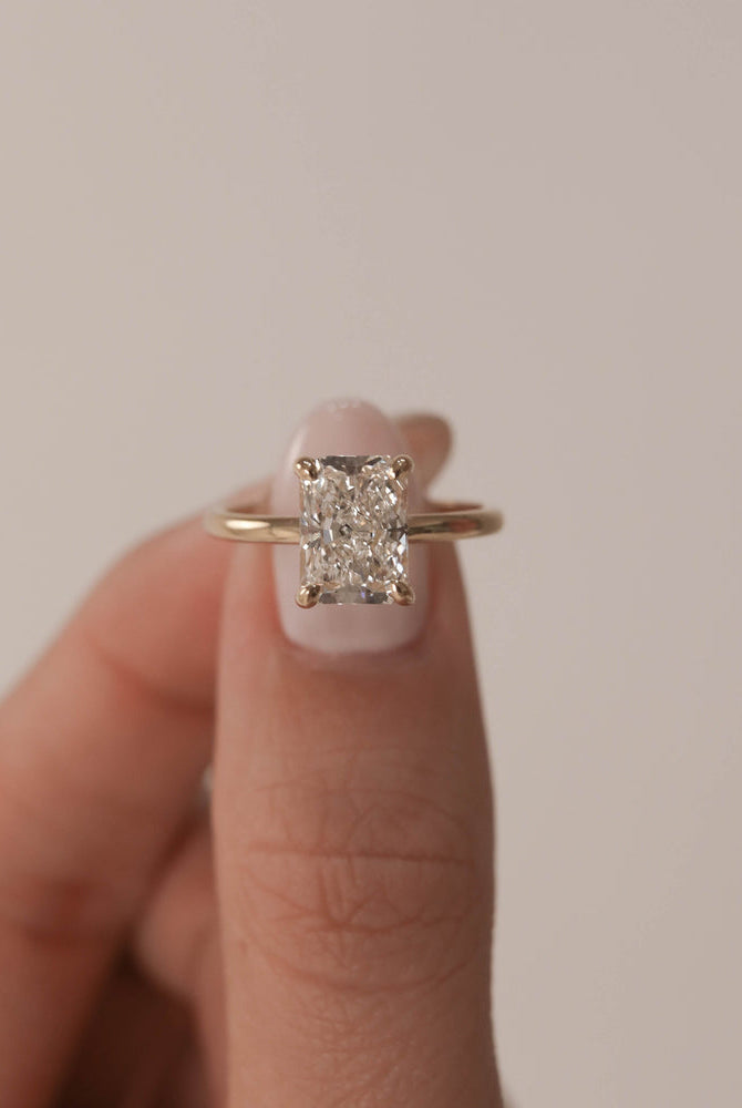 1.70ct Radiant Four Prong Moissanite Diamond Solitaire Engagement Ring