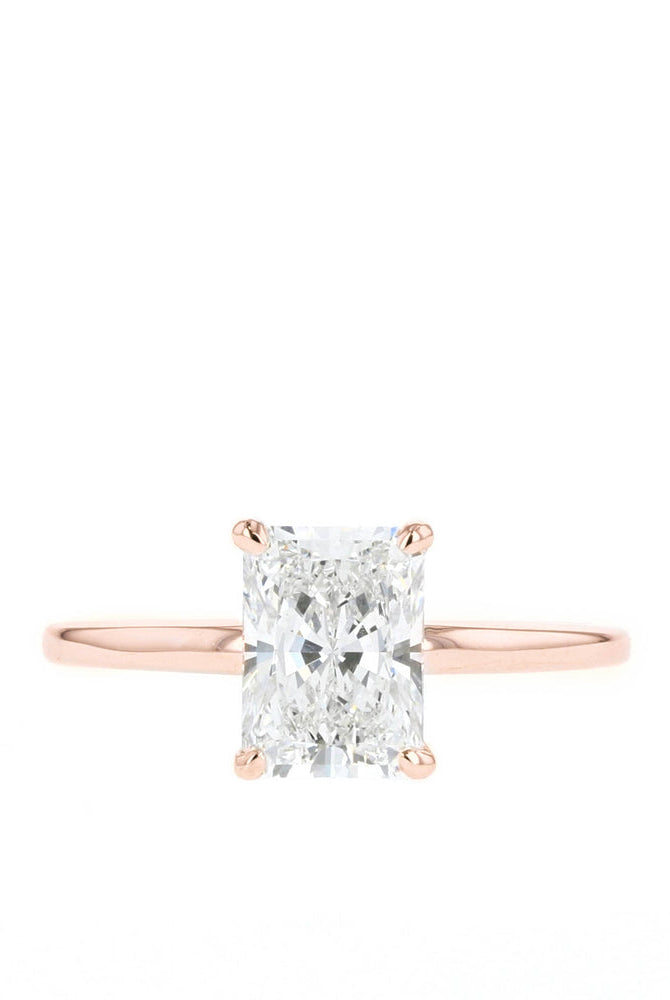 1.70ct Radiant Four Prong Moissanite Diamond Solitaire Engagement Ring