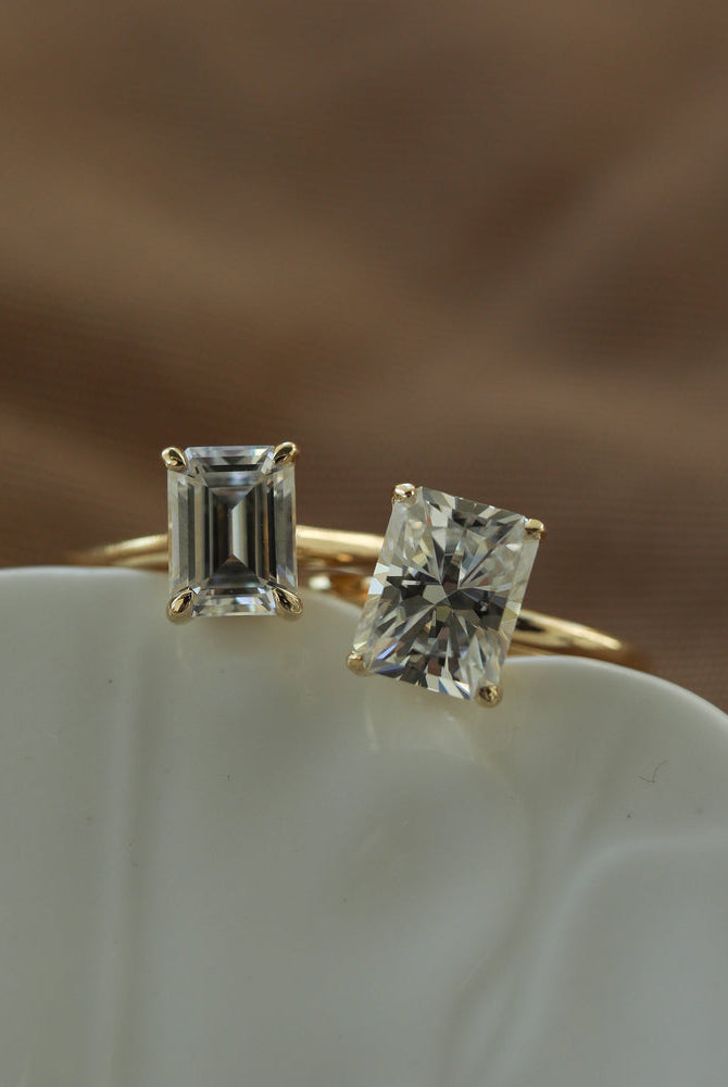 1.70ct Radiant Four Prong Moissanite Diamond Solitaire Engagement Ring