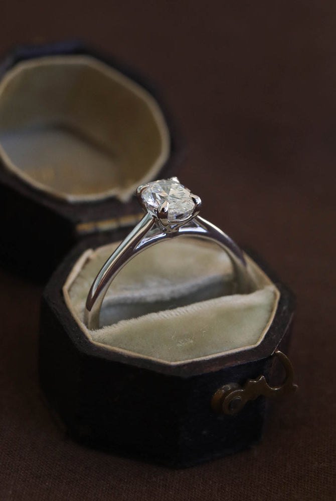 1.2CT Cathedral Set Oval Moissanite Diamond Solitaire Engagement Ring