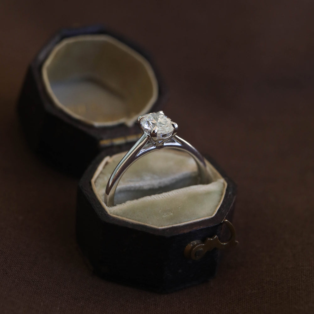 1.2CT Cathedral Set Oval Moissanite Diamond Solitaire Engagement Ring