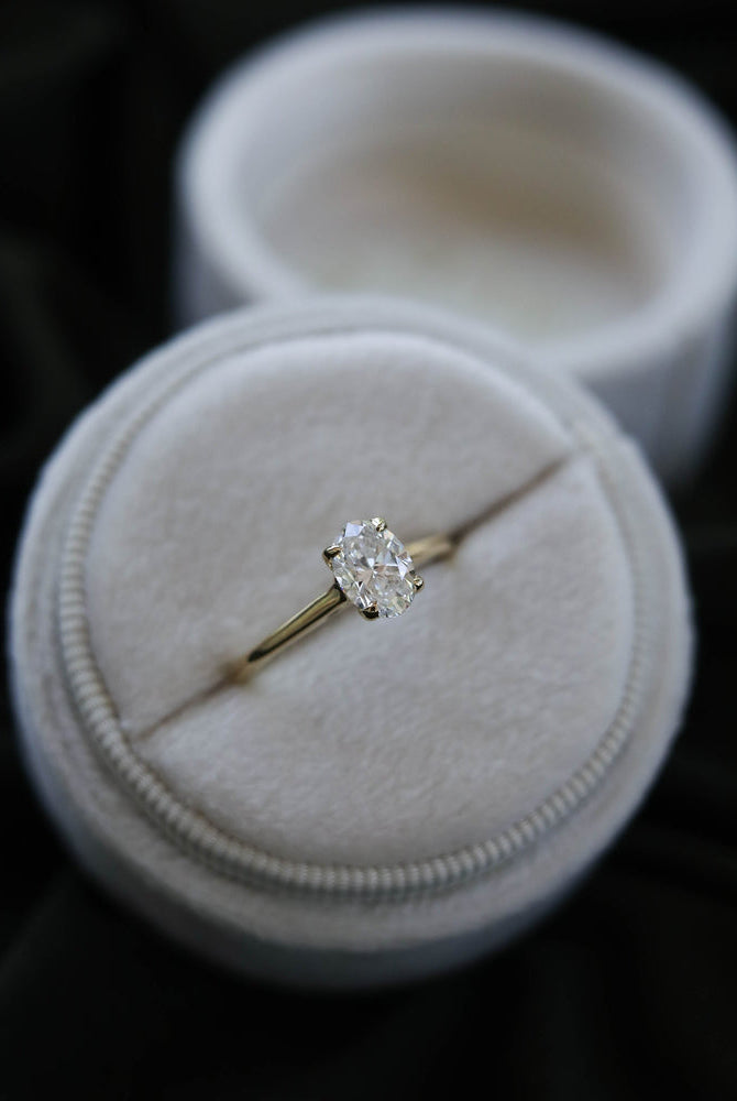 1.2CT Cathedral Set Oval Moissanite Diamond Solitaire Engagement Ring