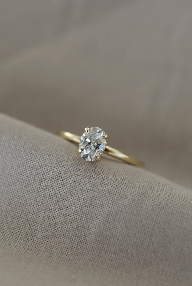 1.2CT Cathedral Set Oval Moissanite Diamond Solitaire Engagement Ring