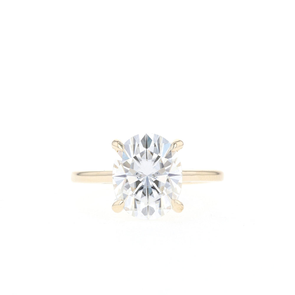 1.2CT Cathedral Set Oval Moissanite Diamond Solitaire Engagement Ring