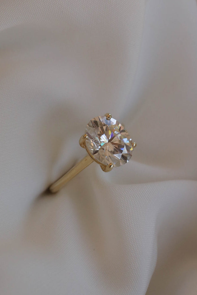 1.2CT Cathedral Set Oval Moissanite Diamond Solitaire Engagement Ring