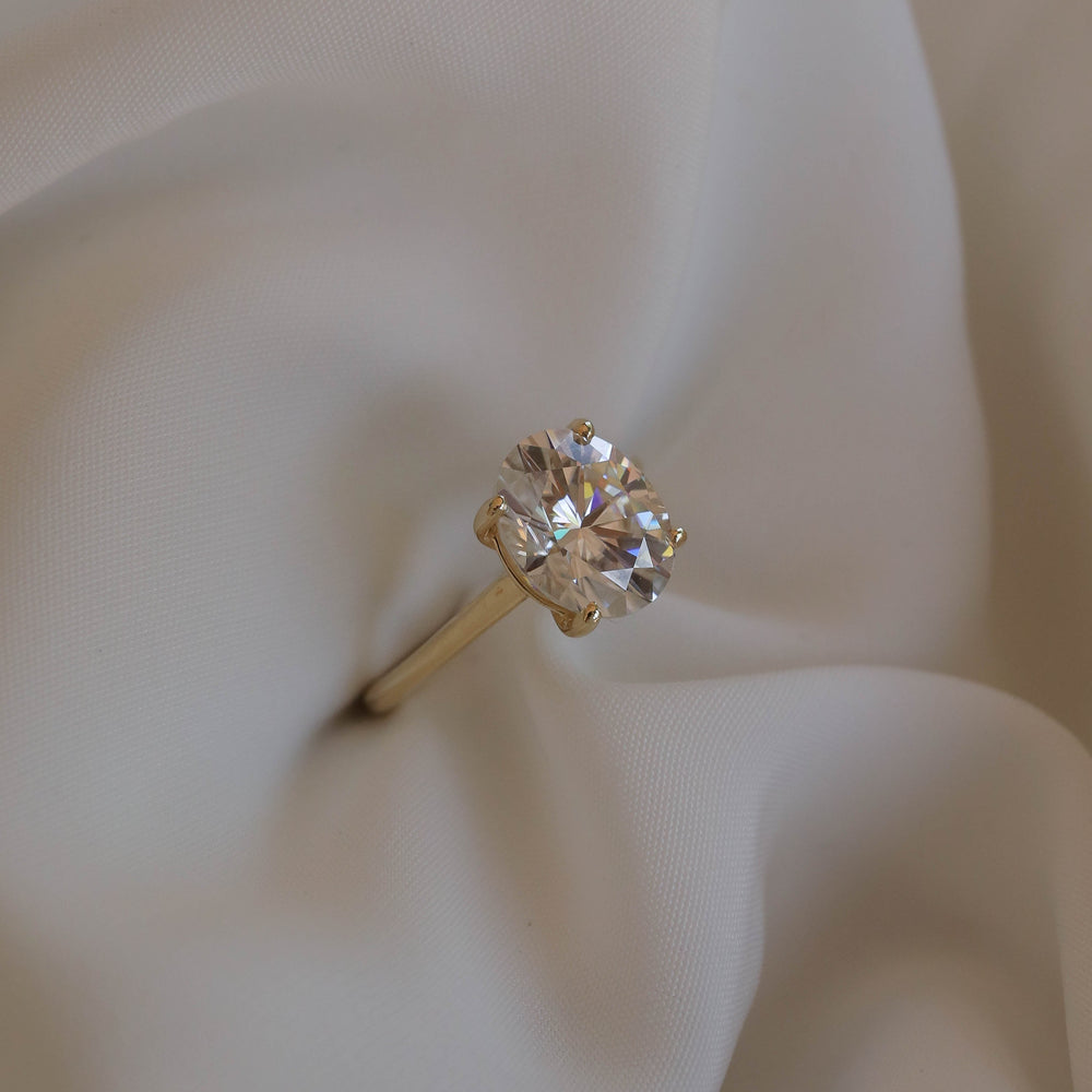 1.2CT Cathedral Set Oval Moissanite Diamond Solitaire Engagement Ring