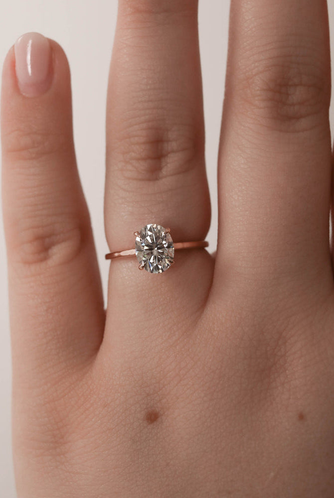 1.2CT Cathedral Set Oval Moissanite Diamond Solitaire Engagement Ring