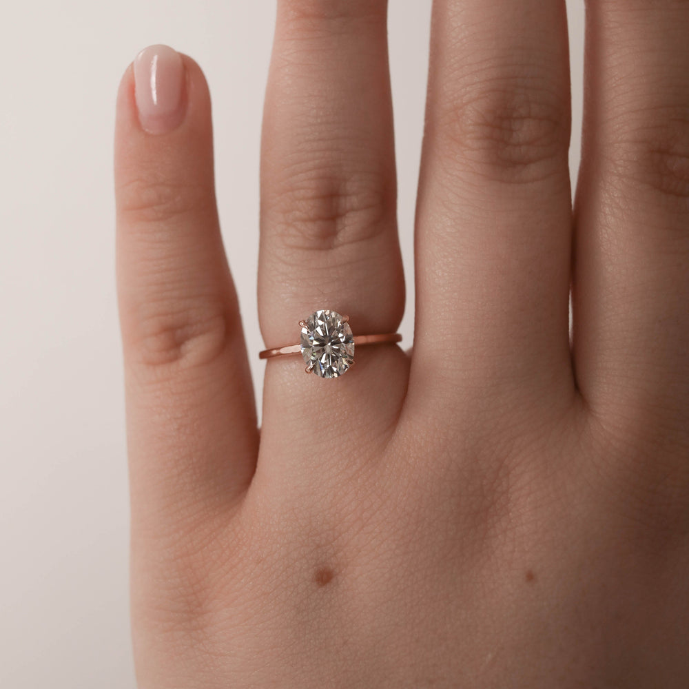 1.2CT Cathedral Set Oval Moissanite Diamond Solitaire Engagement Ring