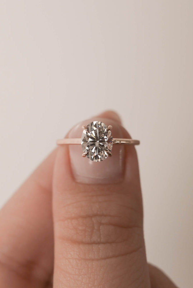 1.2CT Cathedral Set Oval Moissanite Diamond Solitaire Engagement Ring