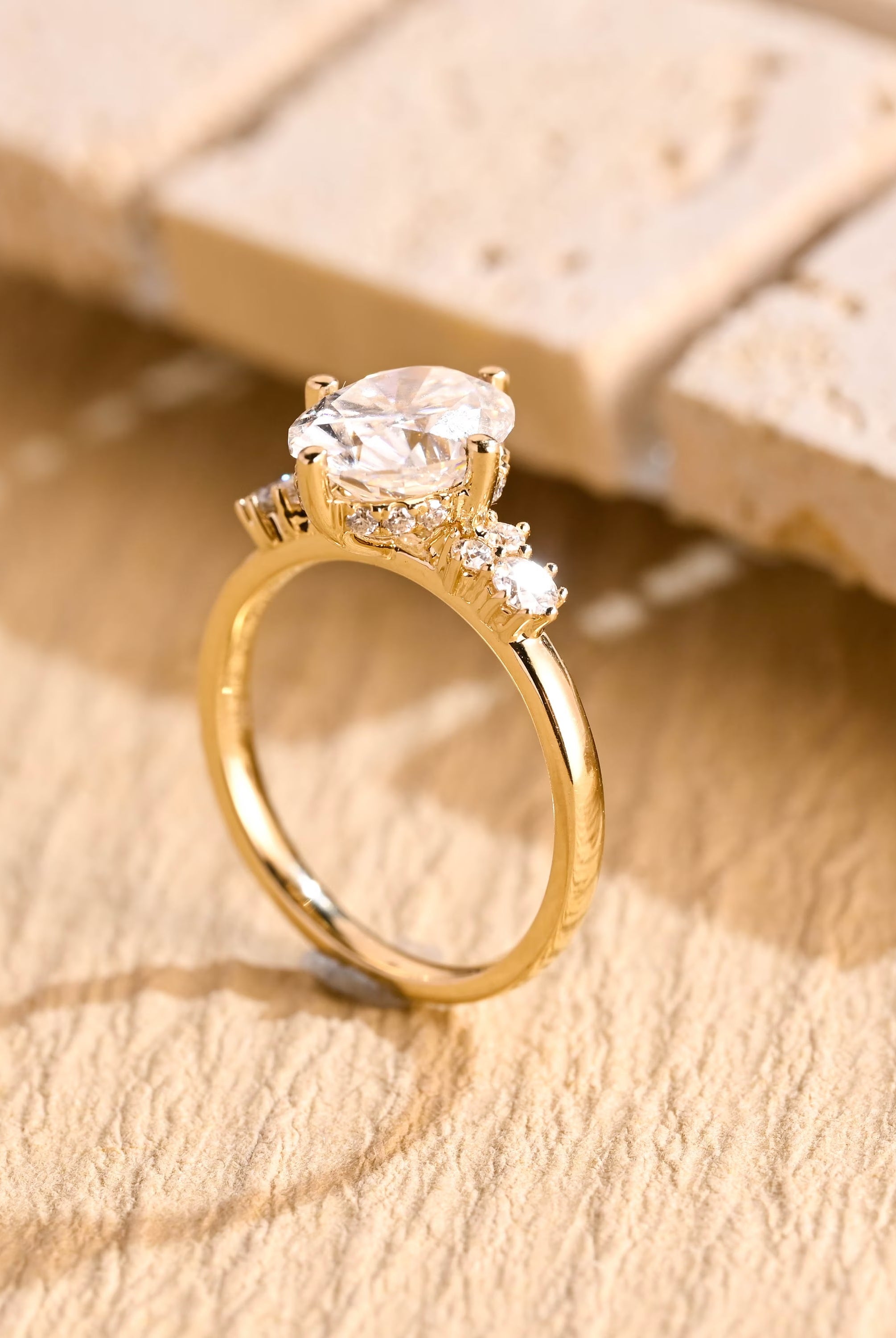 Buy Oval Cut Hidden Halo Diamond Moissanite Ring