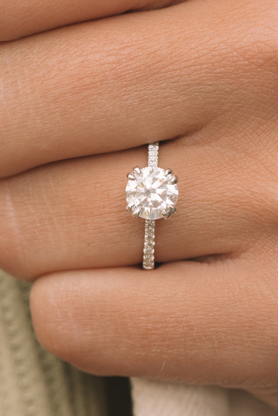 1.25ct Round Hidden Halo Moissanite Diamond Engagement Ring