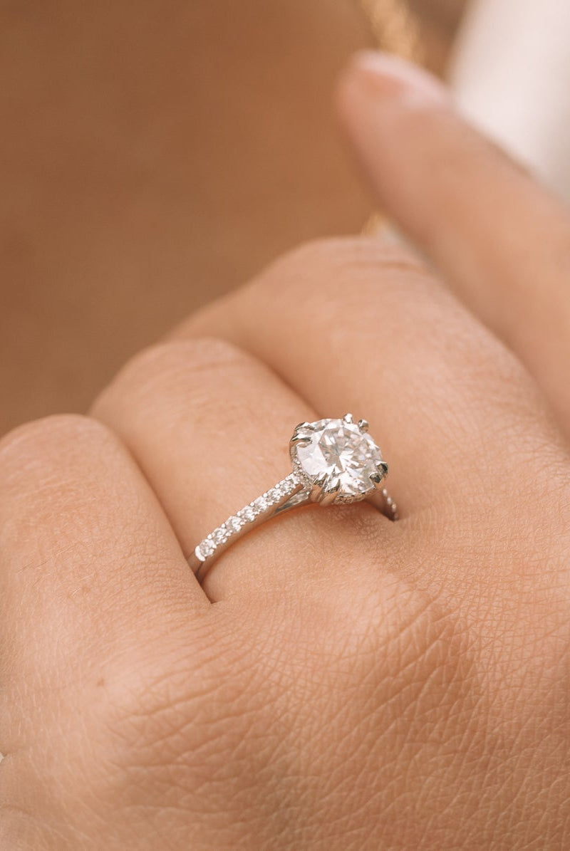 1.25ct Round Hidden Halo Moissanite Diamond Engagement Ring