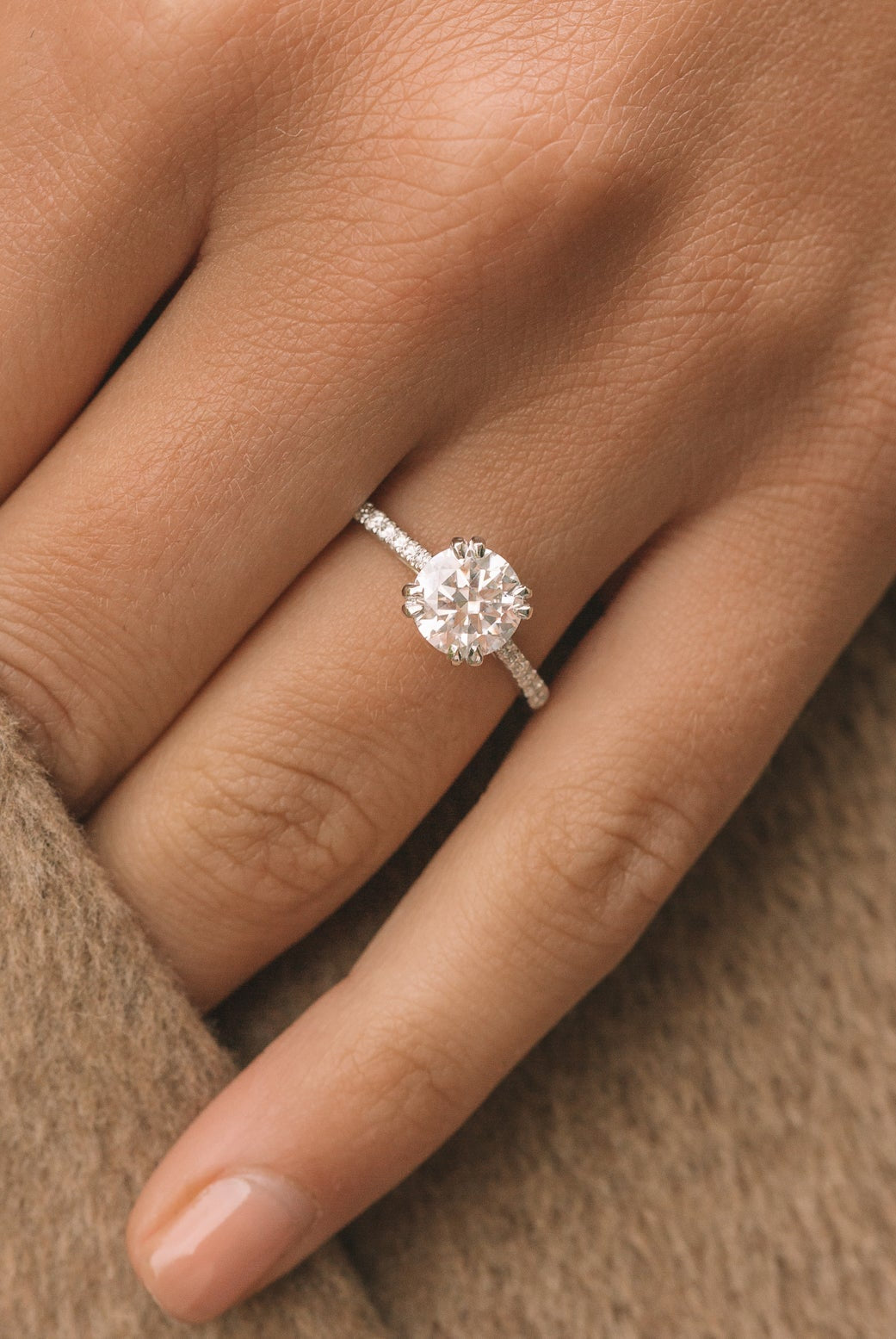 1.25ct Round Hidden Halo Moissanite Diamond Engagement Ring