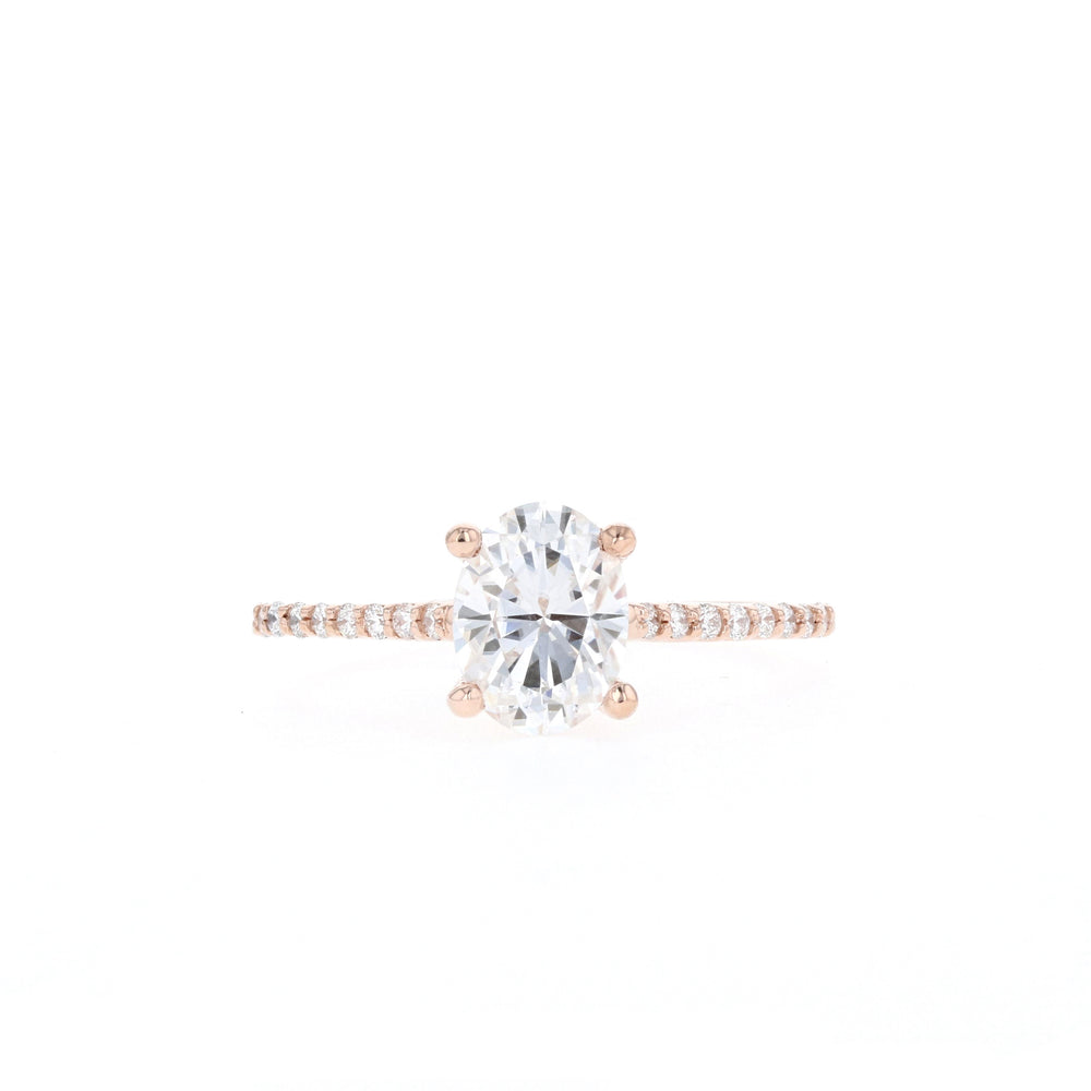 1.20CT Oval Pave Moissanite Diamond Engagement Ring