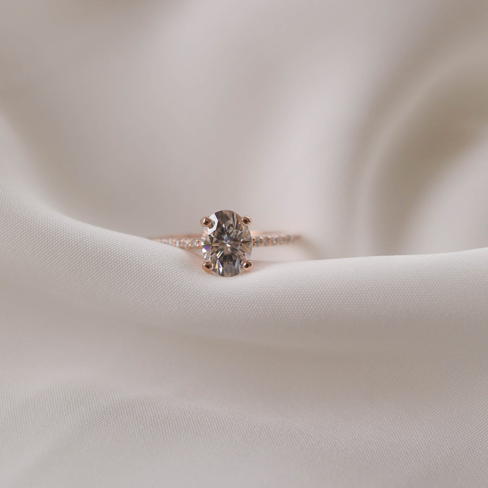 1.20CT Oval Pave Moissanite Diamond Engagement Ring