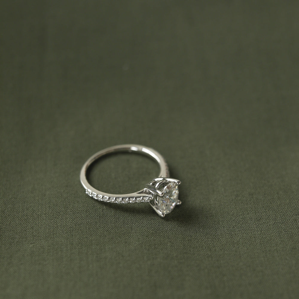 1.20CT Oval Pave Moissanite Diamond Engagement Ring