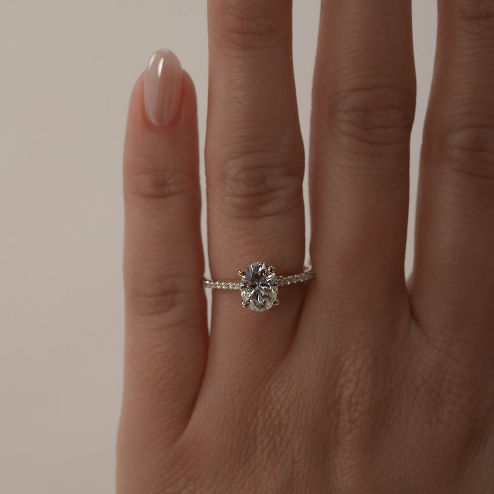 1.20CT Oval Pave Moissanite Diamond Engagement Ring