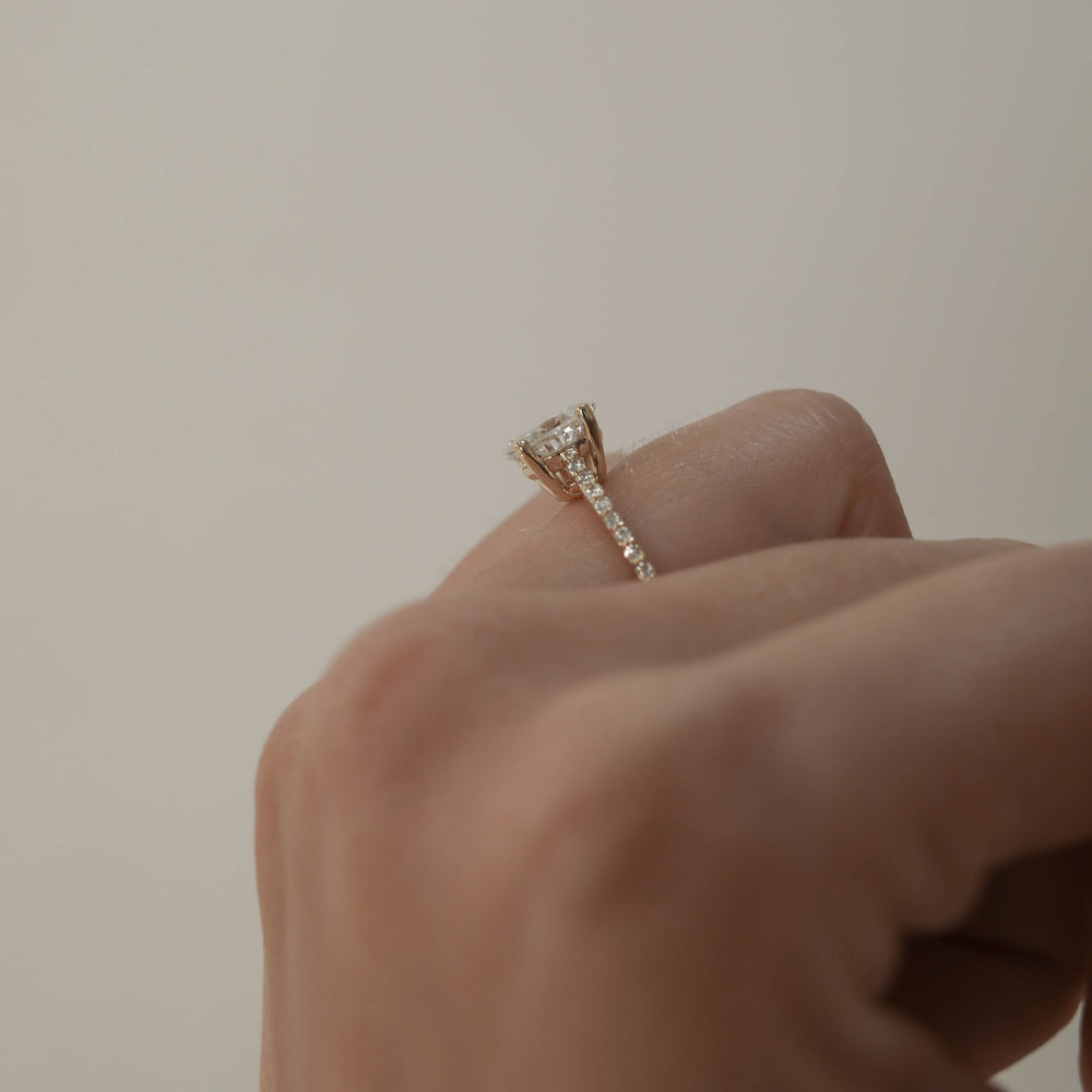 1.20CT Oval Pave Moissanite Diamond Engagement Ring