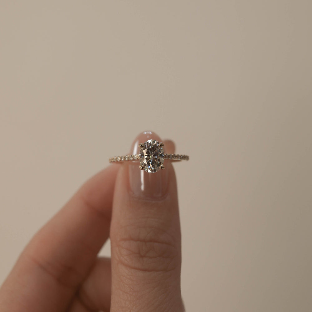 1.20CT Oval Pave Moissanite Diamond Engagement Ring