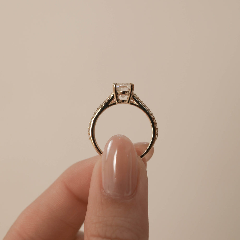 1.20CT Oval Pave Moissanite Diamond Engagement Ring