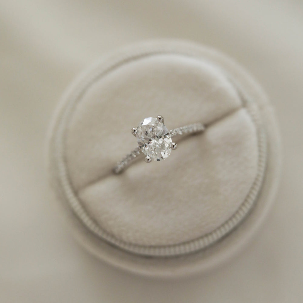 1.20CT Oval Pave Moissanite Diamond Engagement Ring