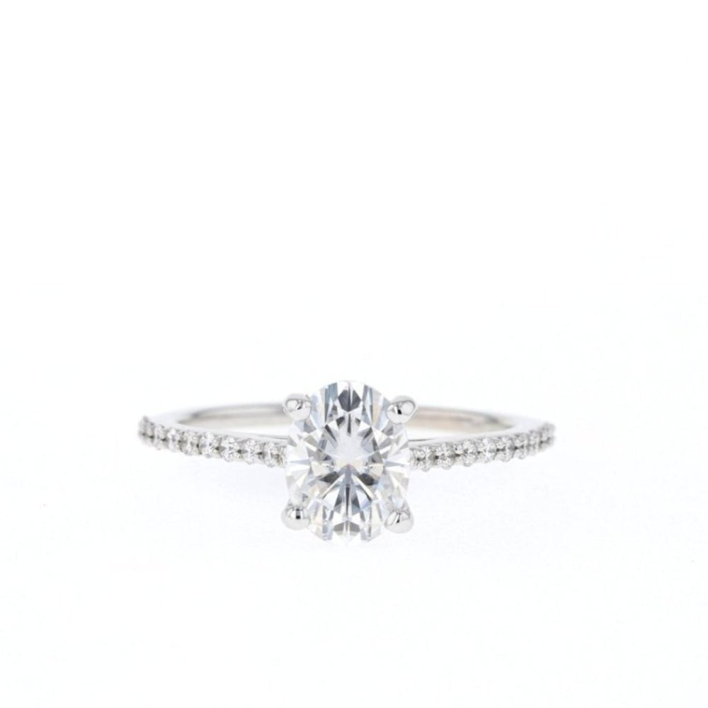 1.20CT Oval Pave Moissanite Diamond Engagement Ring