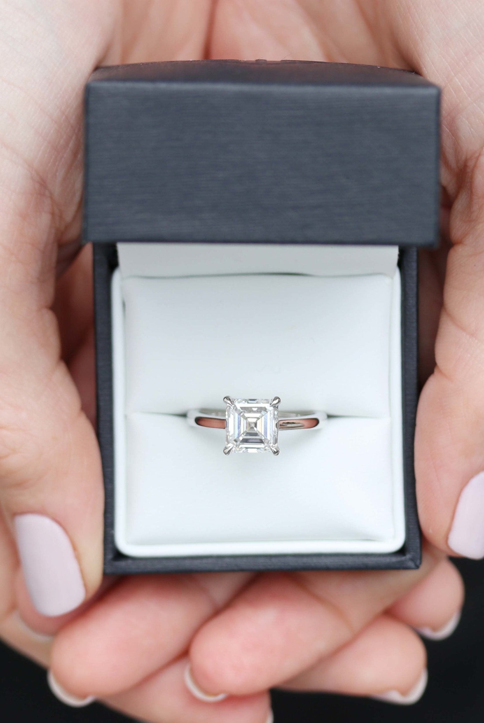 Asscher Moissanite Engagement Ring