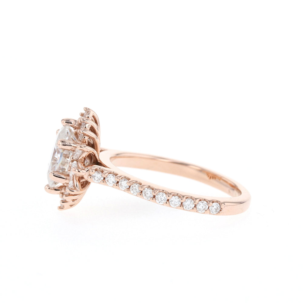 1.20CT Oval Halo Cluster Moissanite Diamond Engagement Ring