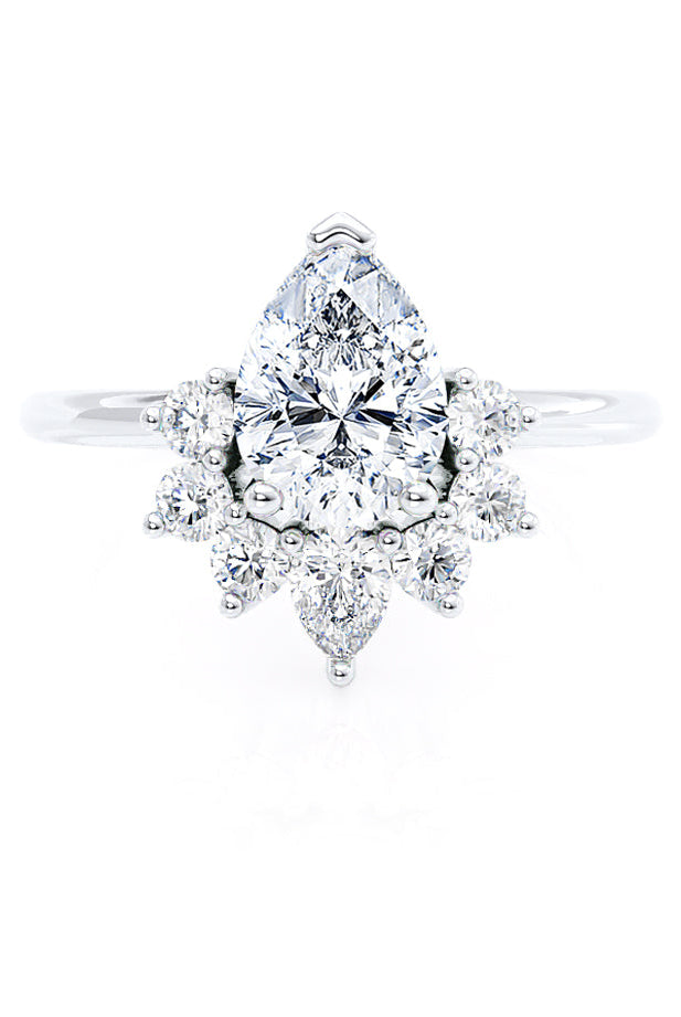 pear-shaped-moissanite-cluster-style-engagement-ring