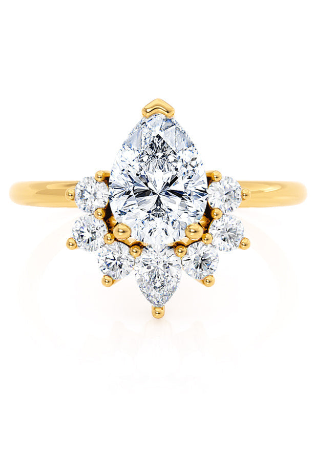 pear-shaped-moissanite-cluster-style-engagement-ring