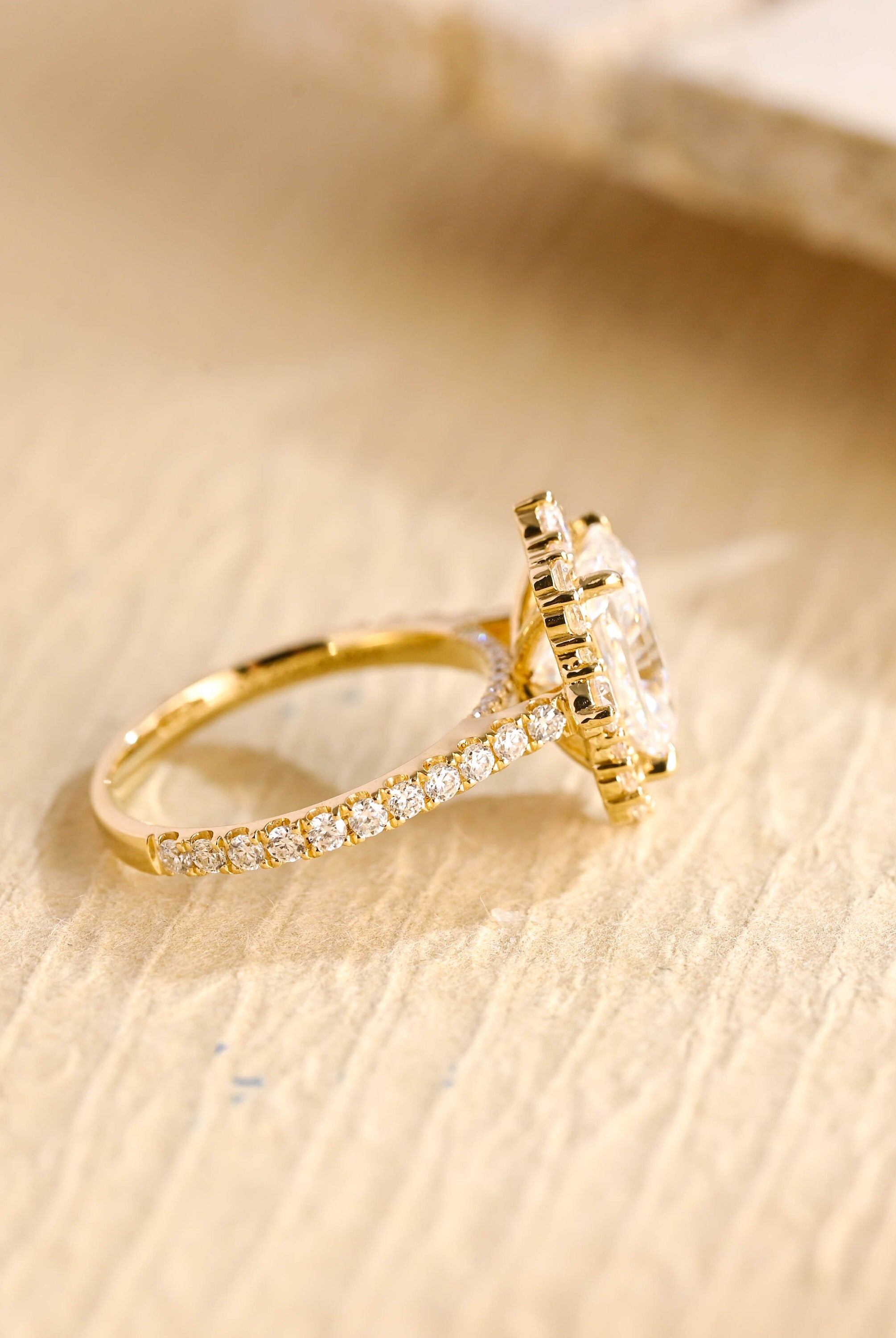 unique radiant cut cluster moissanite engagement ring