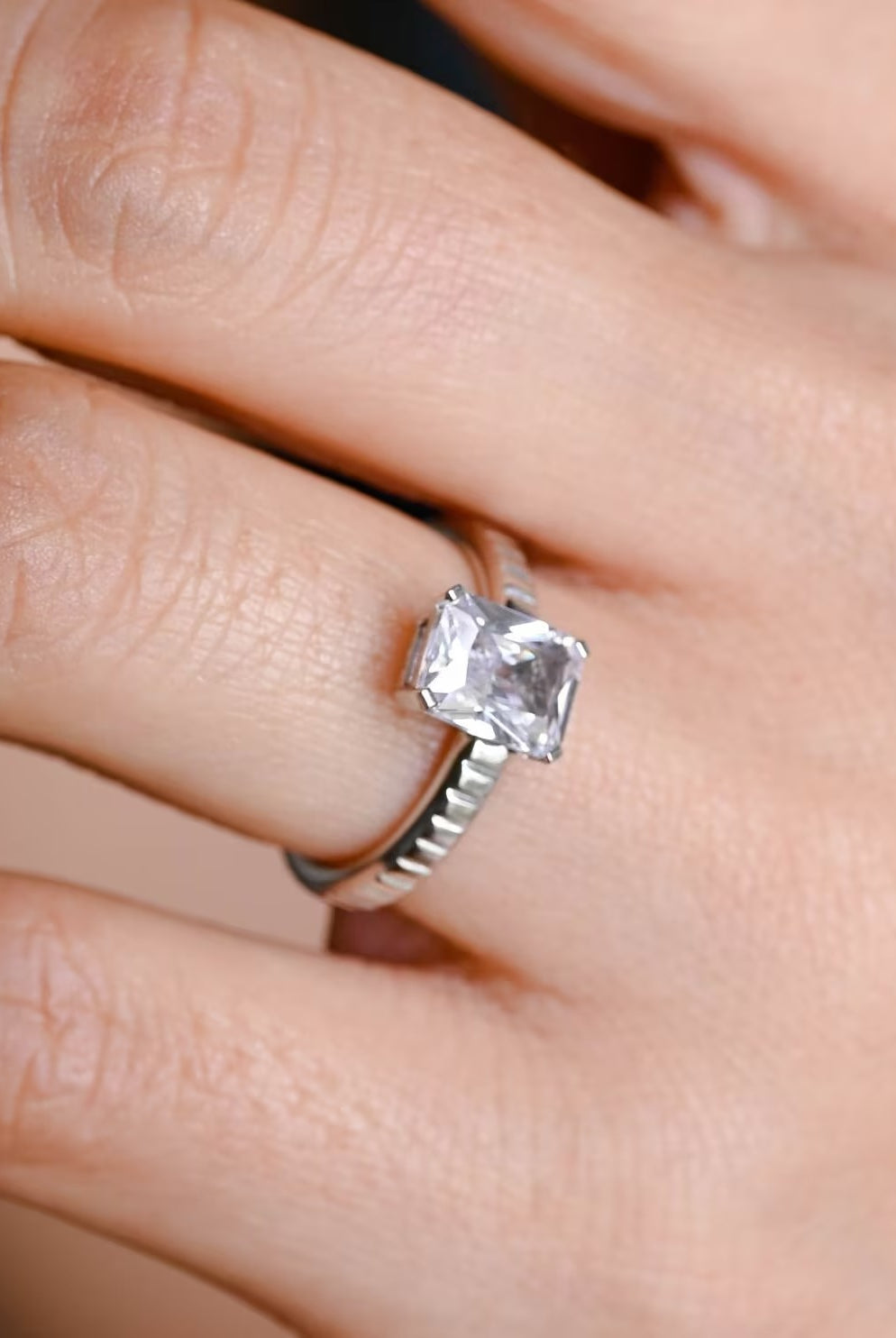 elegant radiant cut solitaire engagement ring moissanite