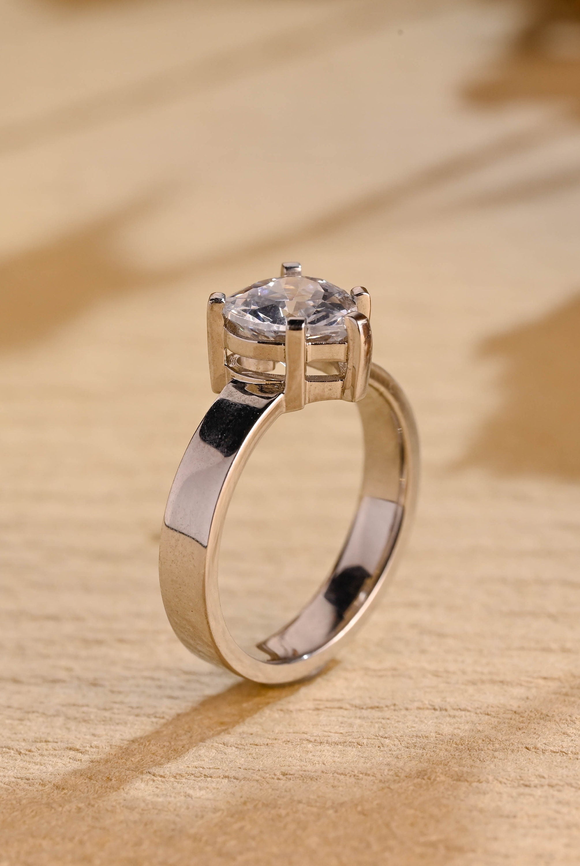 White Gold Heart Moissanite Ring