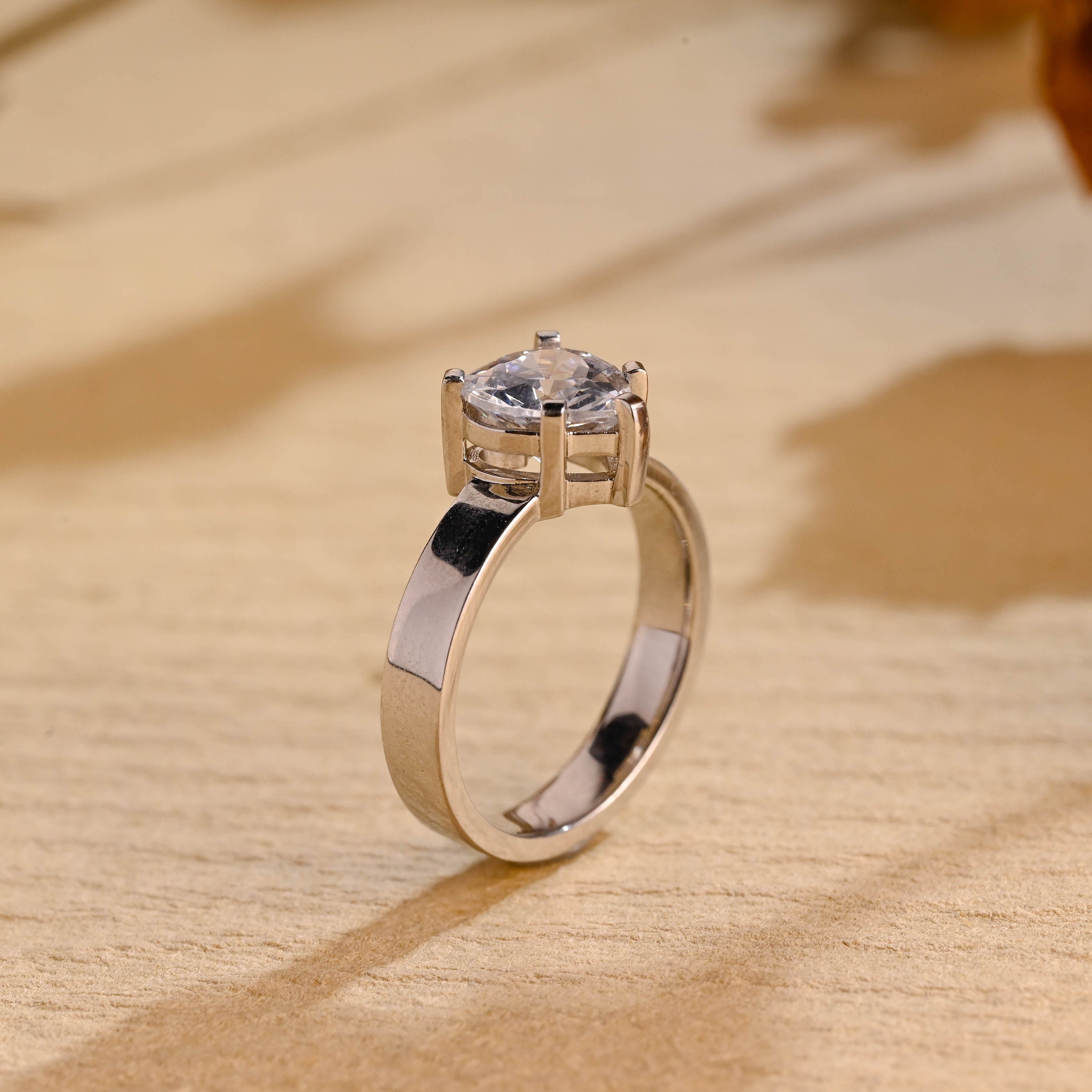 White Gold Heart Moissanite Ring