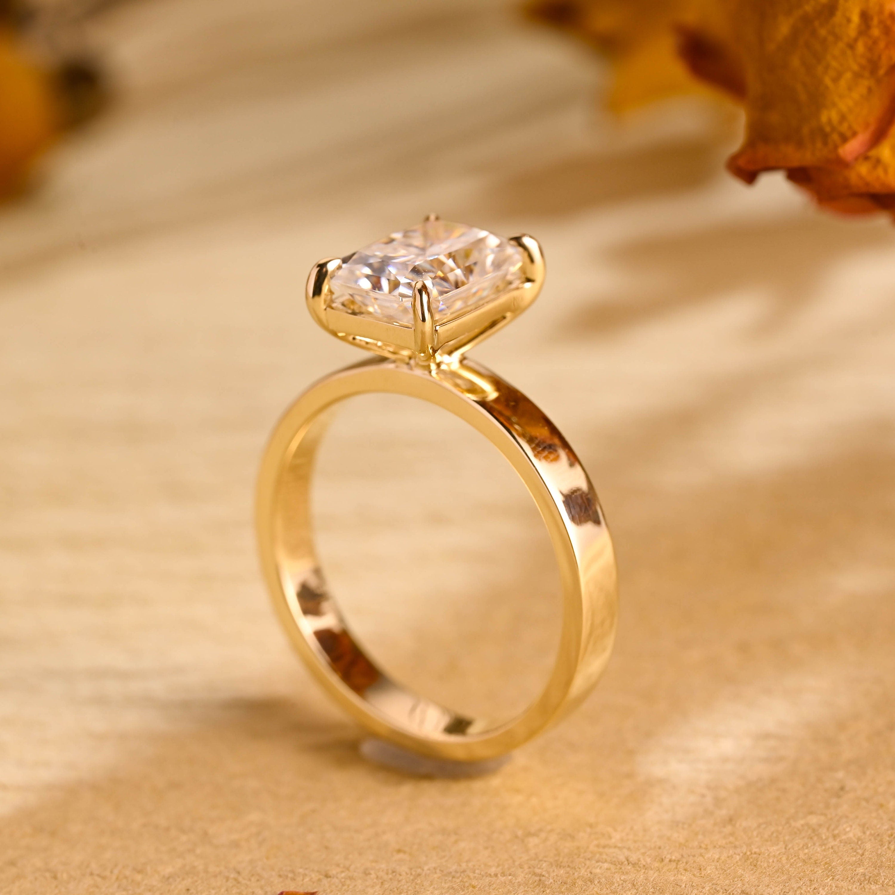 classic solitaire moissanite engagement ring women