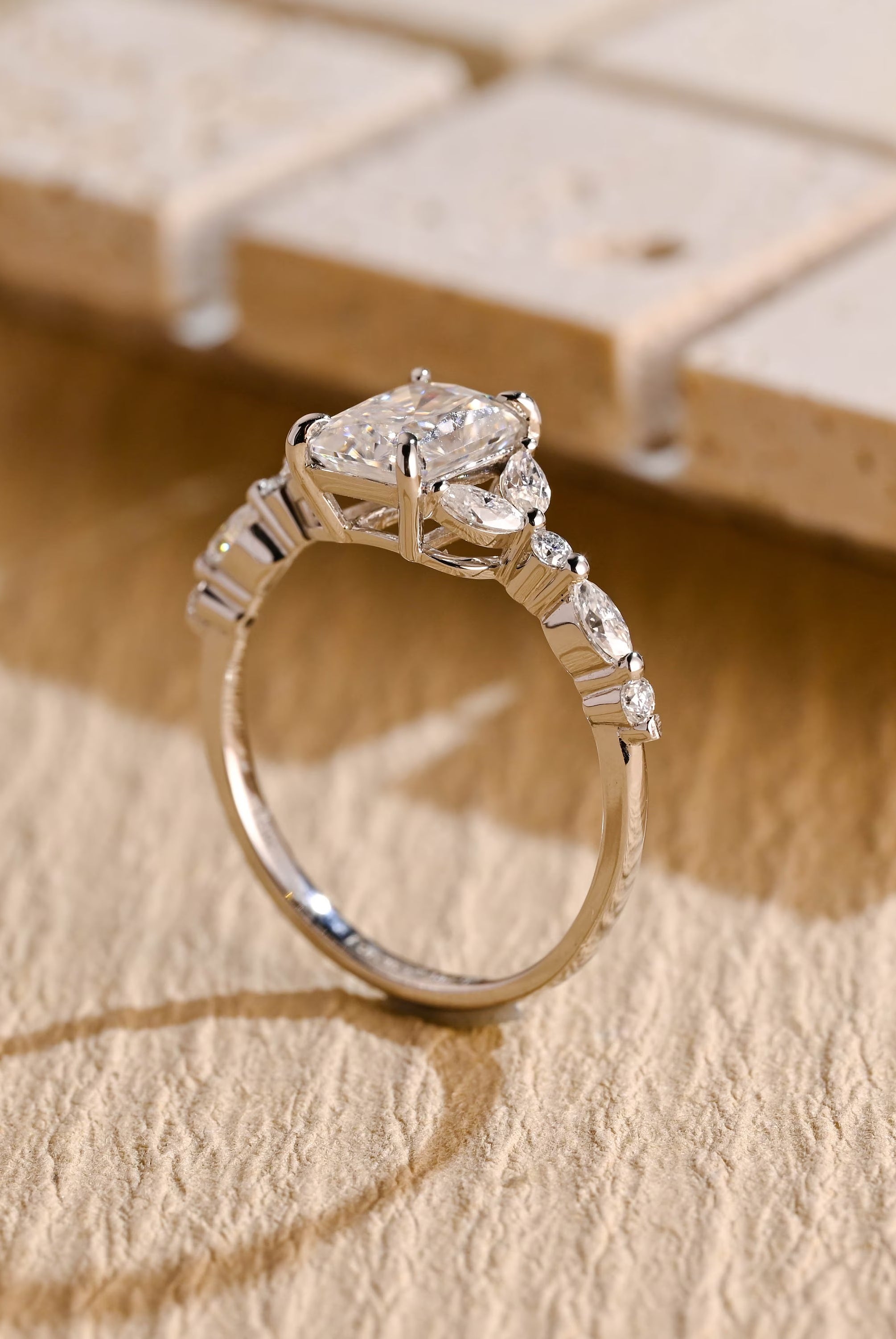 lab diamond alternative cluster engagement ring