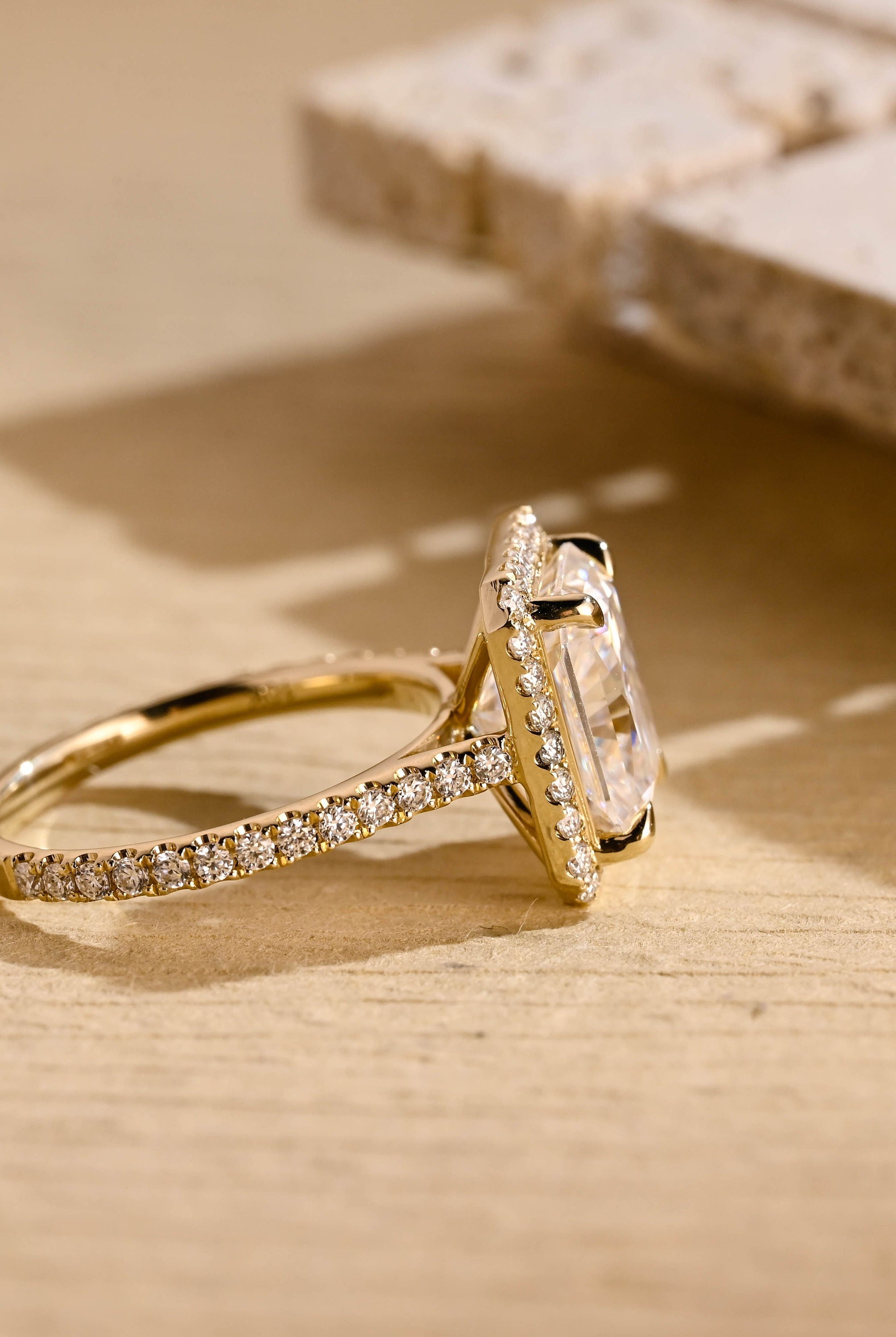 moissanite engagement ring halo design