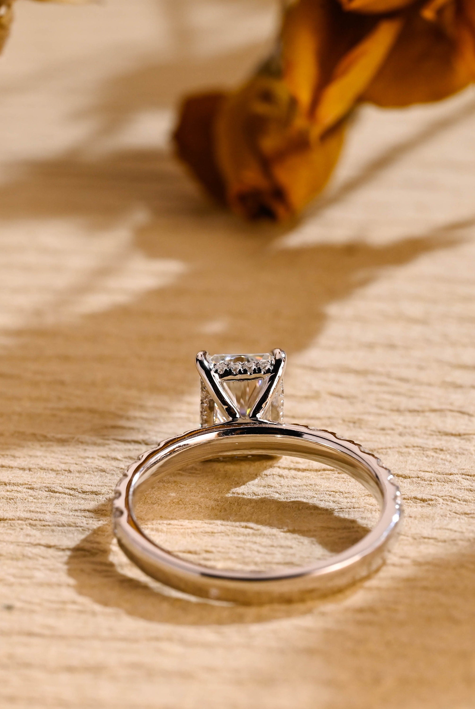 elegant pavé engagement ring moissanite radiant cut