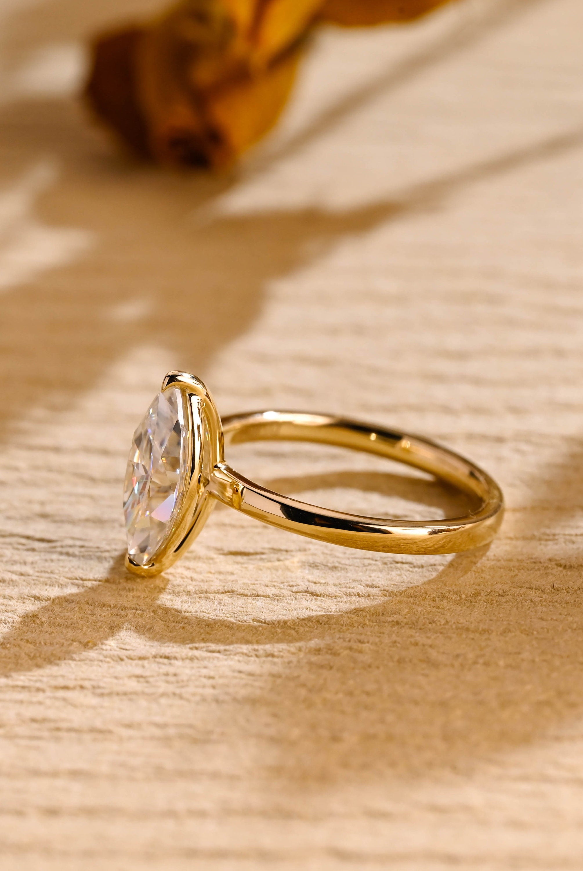 Marquise Cut Solitaire Moissanite Ring