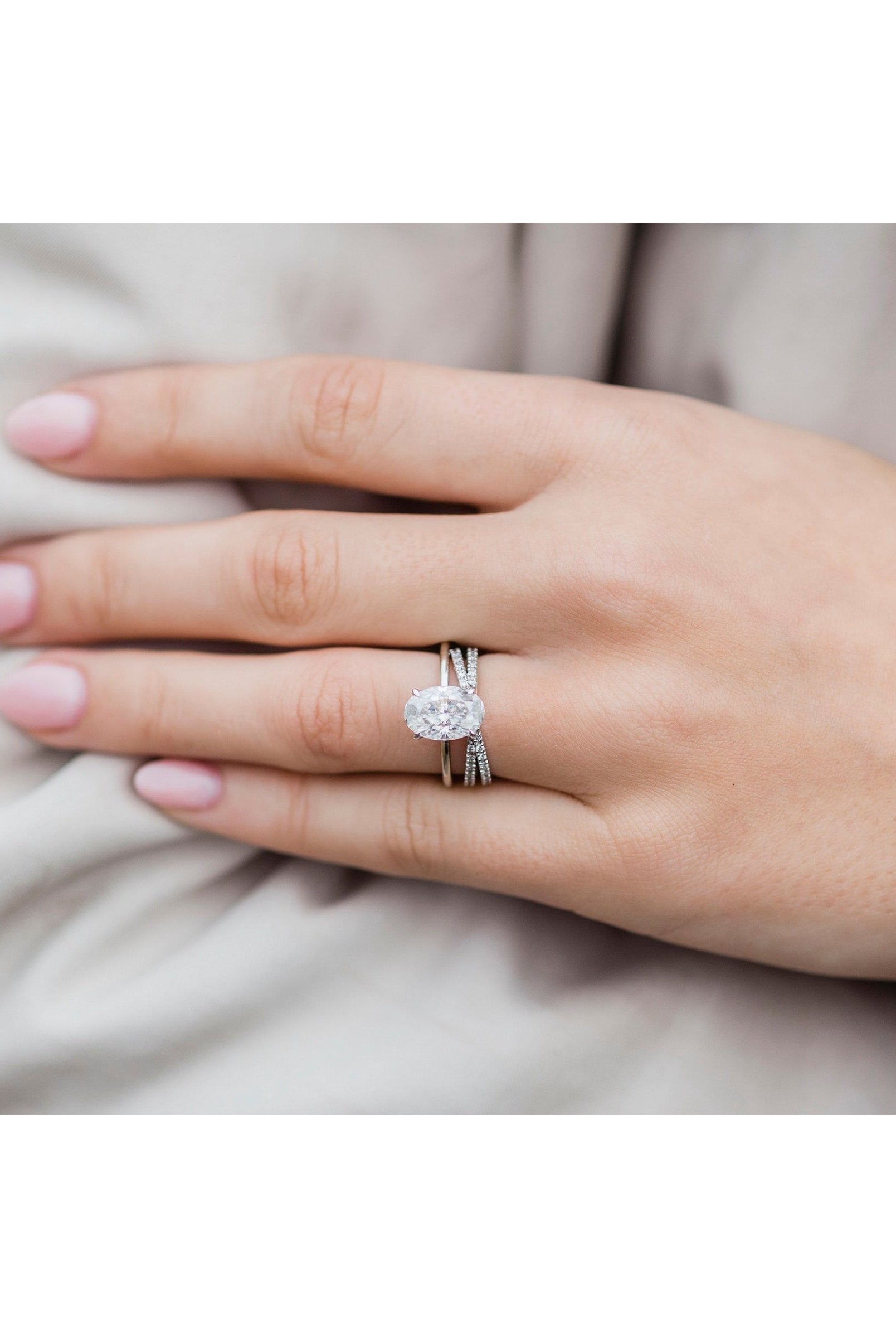 Oval Diamond Alternative Ring