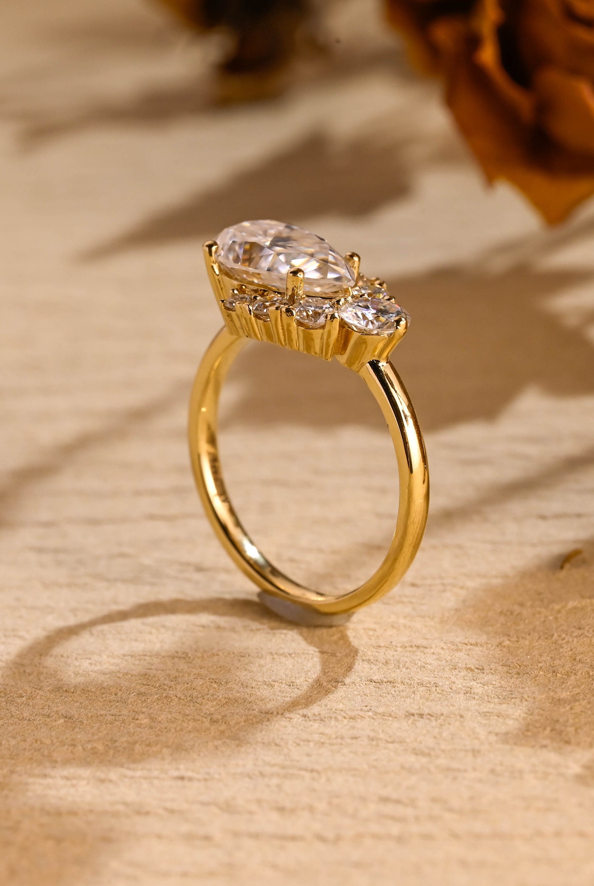 east west pear engagement ring lab grown
